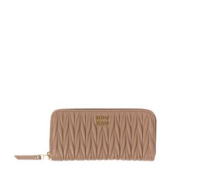 Buy Miu Miu Large Matelassé Nappa Leather Wallet With Metal Lettering Logo Cameo at Sasom – Authentic and Ready to Ship