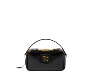 Buy Miu Miu Leather And Patent Leather Shoulder Bag In Leather With Gold-Tone Hardware Black at Sasom – Authentic and Ready to Ship