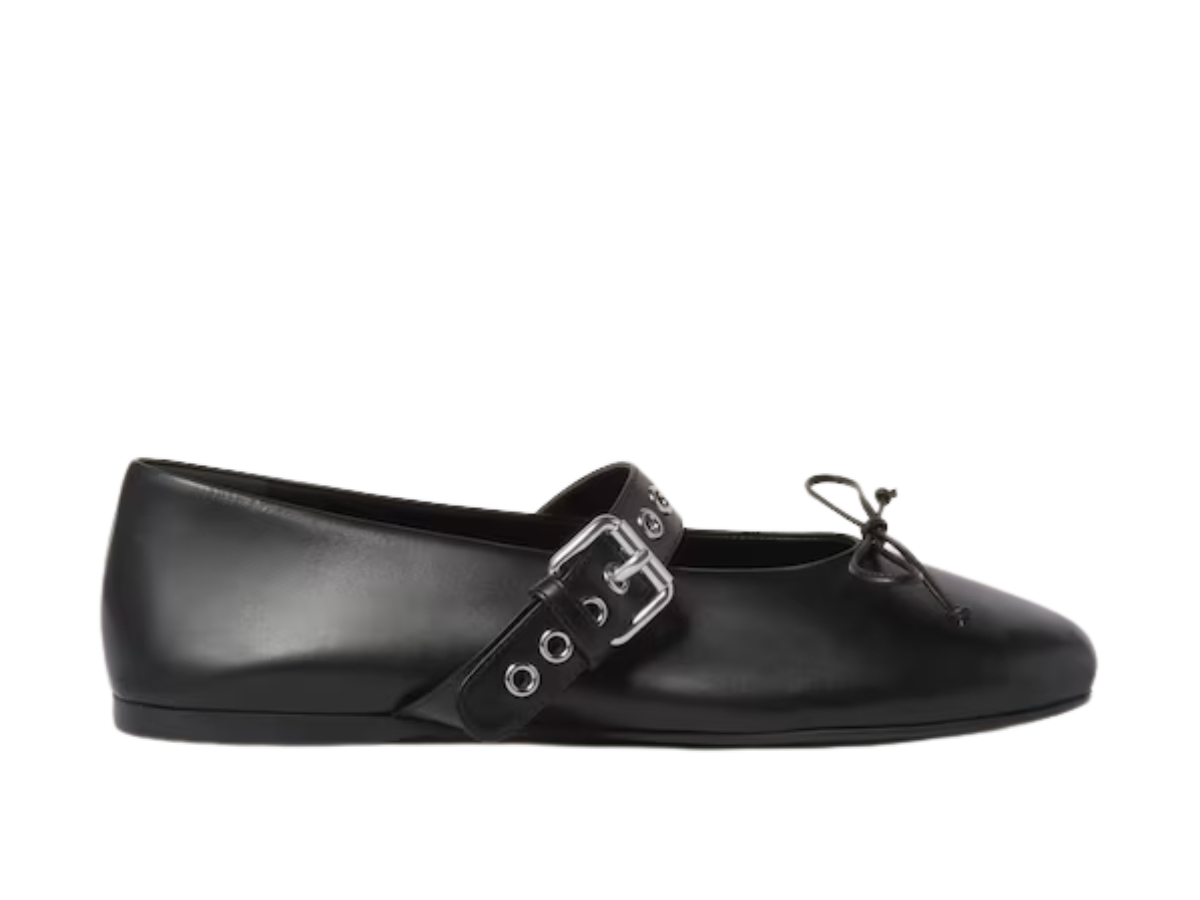 miu miu leather ballerinas with belts