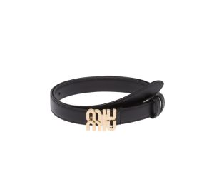 Buy Miu Miu Leather Belt With Metal Logo Buckle Black at Sasom – Authentic and Ready to Ship
