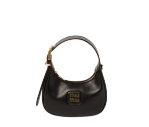 Buy Miu Miu Leather Hobo Bag In Leather With Gold-Tone Hardware Black at Sasom – Authentic and Ready to Ship