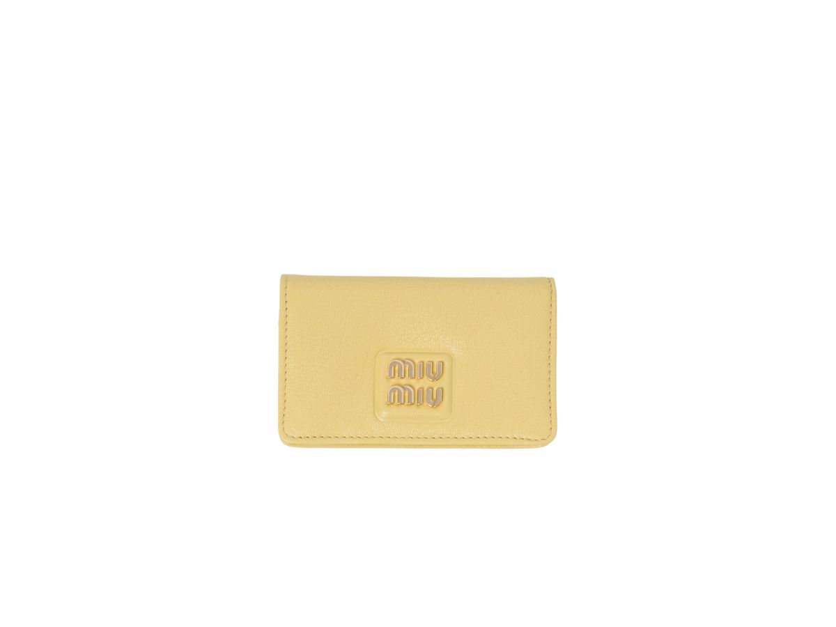 小物 miu miu leather wallet pastel yellow Miu Miu Madras Leather Envelope Wallet With Five Card Slots