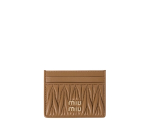 Buy Miu Miu Matelassé Nappa Leather Card Holder In Leather With Metal Lettering Logo Caramel at Sasom – Authentic and Ready to Ship