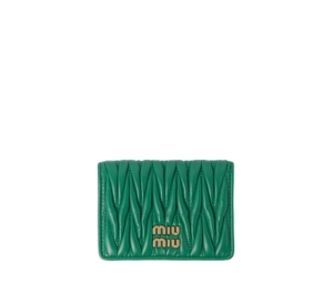 Miu Miu Matelassé Nappa Leather Card Holder In Leather With Metal Lettering Logo Mango