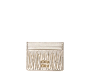 Buy Miu Miu Matelassé Nappa Leather Card Holder In Leather With Metal Lettering Logo Pyrite at Sasom – Authentic and Ready to Ship