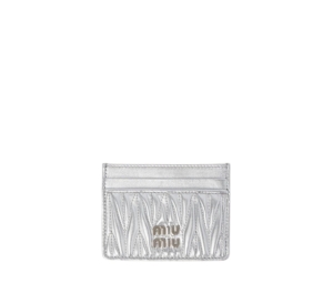 Buy Miu Miu Matelassé Nappa Leather Card Holder In Leather With Metal Lettering Logo Silver at Sasom – Authentic and Ready to Ship