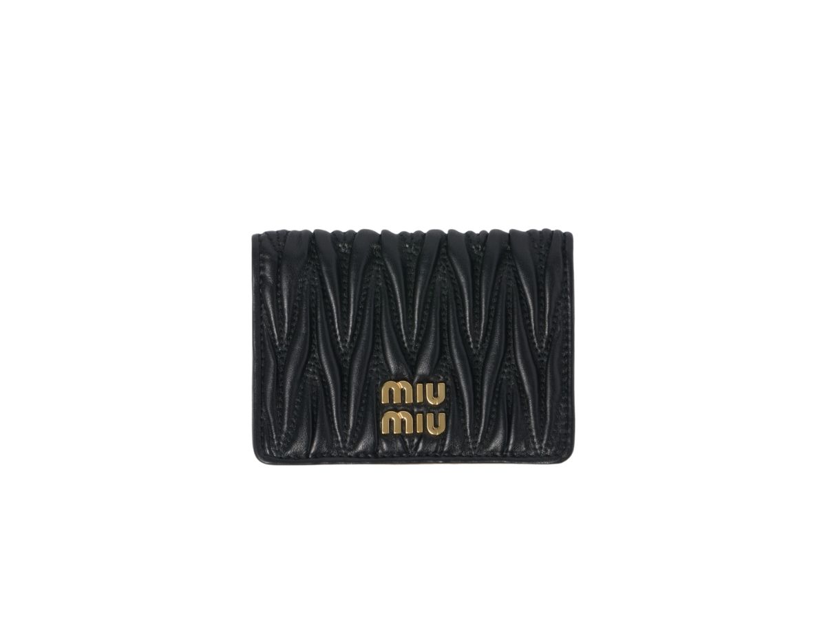 Miu Miu Matelassé Nappa Leather Card Holder With Metal