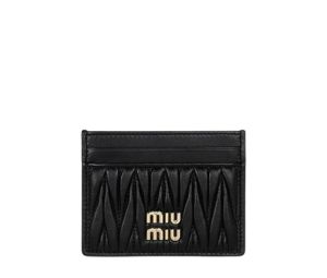 Buy Miu Miu Matelassé Nappa Leather Card Holder With Metal Lettering Logo Black at Sasom – Authentic and Ready to Ship
