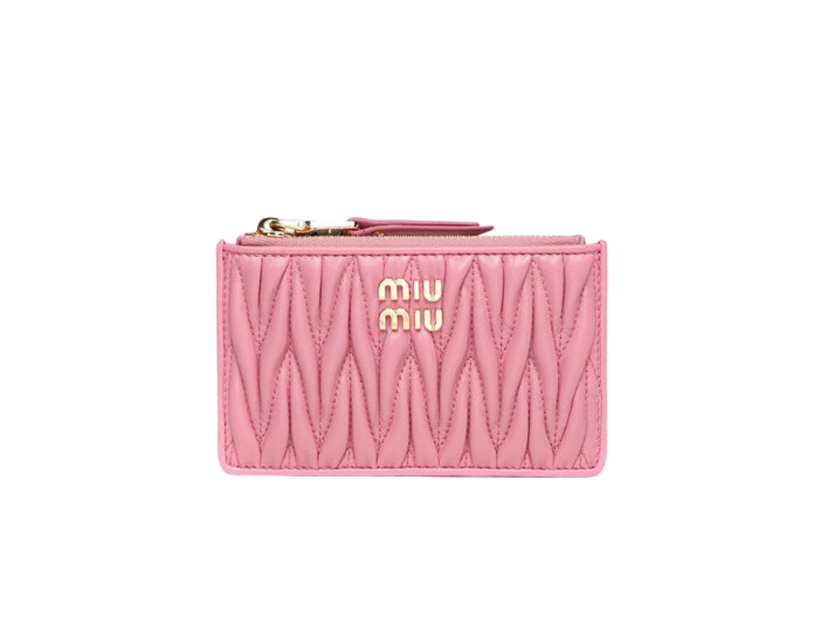 Miu Miu Matelassé Nappa Leather Envelope Wallet With Metal