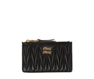 Miu Miu Small Matelassé Nappa Leather Wallet With Metal