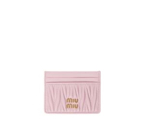 Buy Miu Miu Matelassé Nappa Leather Card Holder With Metal Lettering Logo Alabaster Pink at Sasom – Authentic and Ready to Ship