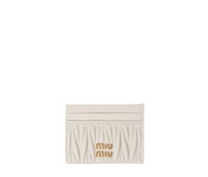 Buy Miu Miu Matelassé Nappa Leather Card Holder With Metal Lettering Logo White at Sasom – Authentic and Ready to Ship