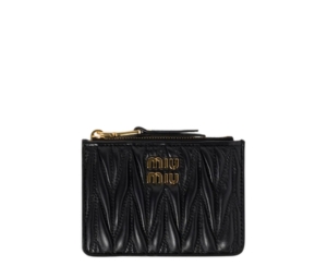 Buy Miu Miu Matelasse Card Holder In Nappa Leather With Metal Lettering Logo Black at Sasom – Authentic and Ready to Ship
