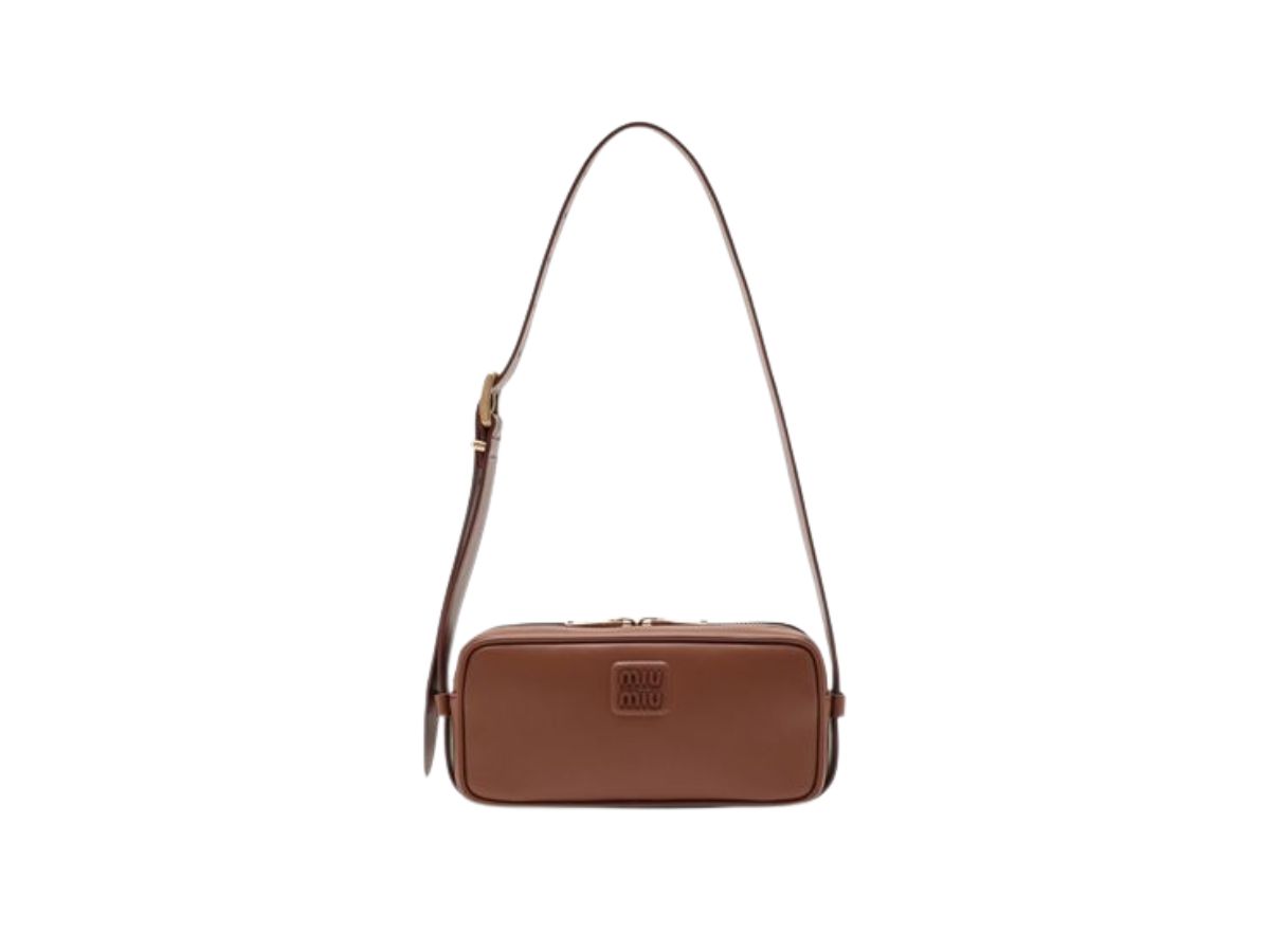 Miu Miu Nappa Leather Shoulder Bag With Embossed Lettering Miu Miu Nappa Leather Shoulder Bag With Embossed Lettering