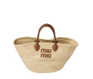 Miu Miu Palmetto Handbag With Leather Lettering Logo Beige-Cognac