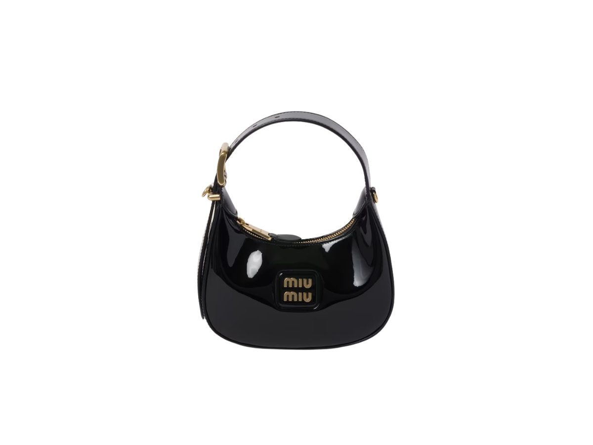 Miu Miu Patent Leather Hobo Bag In Leather With Gold-Tone