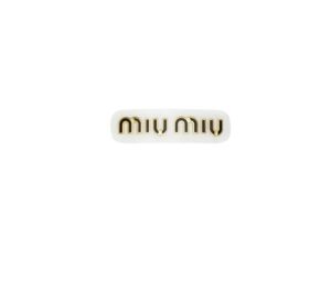 Miu Miu Plexiglas And Metal Hair Clip With Enameled Logo White-Black