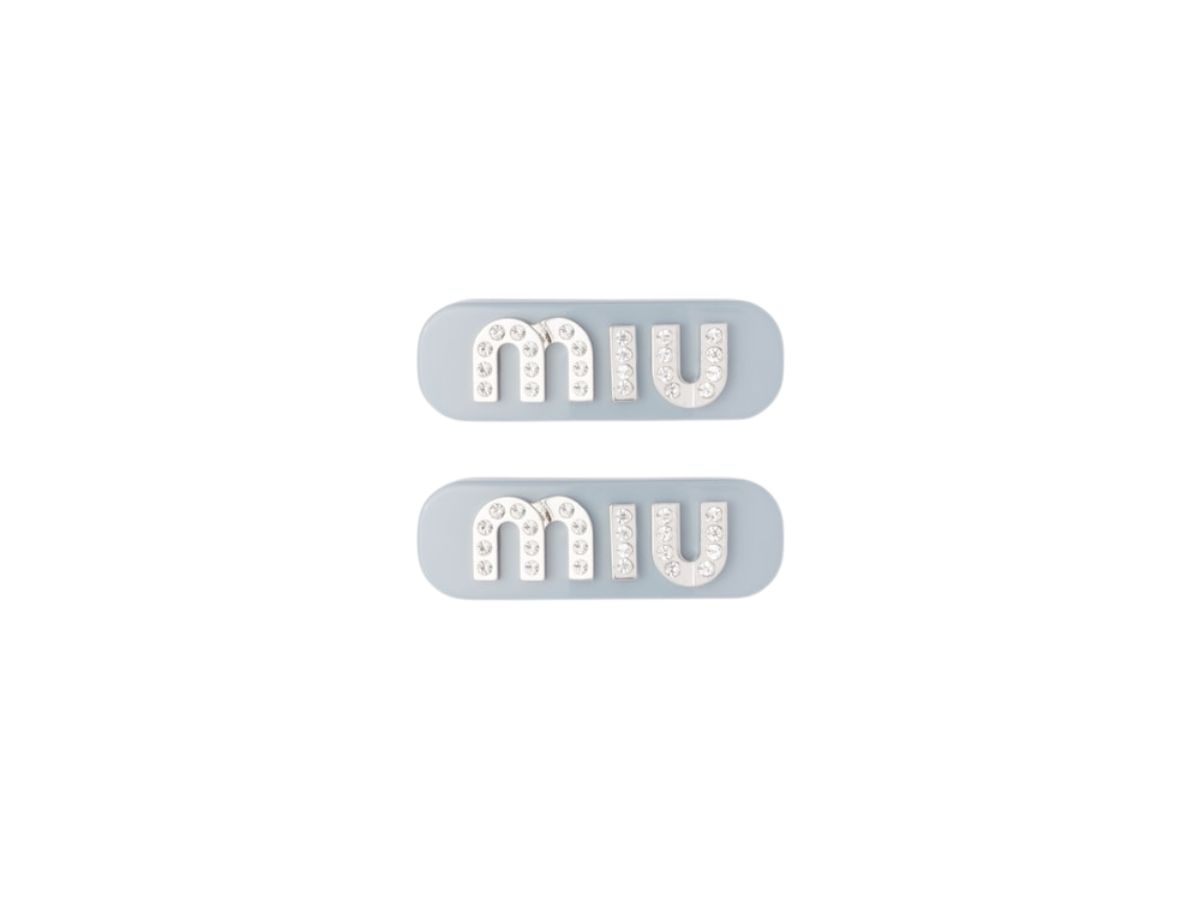 ★MiuMiu★ Plexiglass l Hairpin Black White 5IF1142F72F0 Black Velvet Hair Clip | Miu Miu