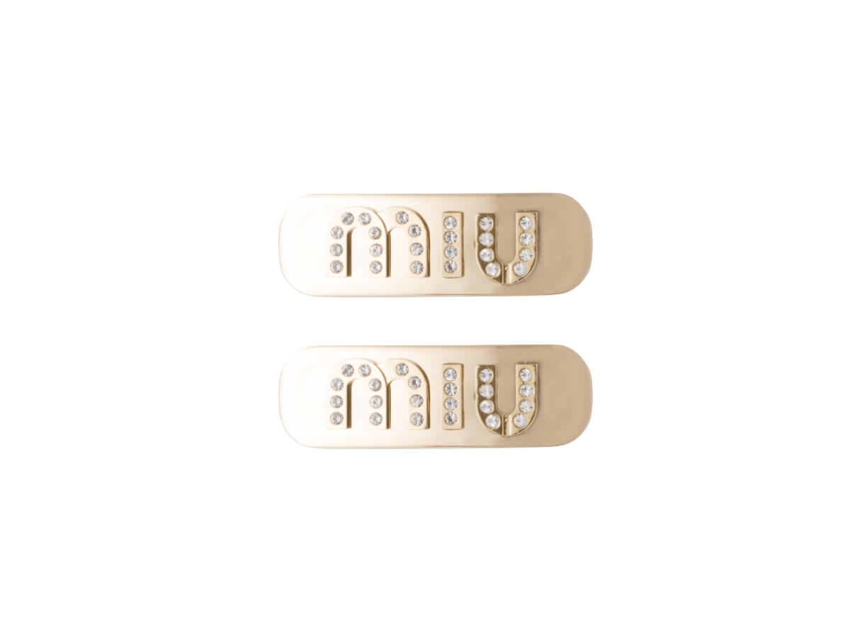 Miu Miu Plexiglas And Metal Hair Clip With Visible Logo Gold  display picture 2