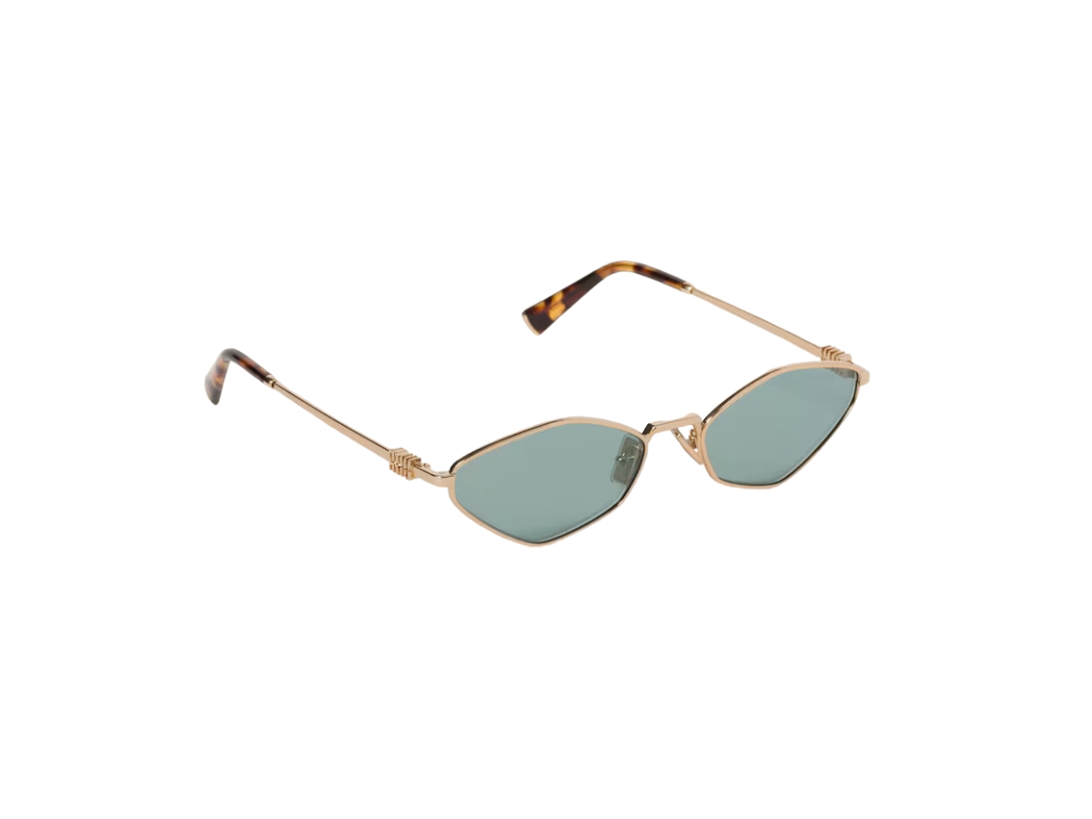 NWT MIU MIU SUNGLASSES GOLD GREEN MIU MIU Hexagon-frame gold-tone sunglasses | NET-A-PORTER main image 2