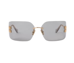 Miu Miu Runway Sunglasses In Gold Metal Frame With Light Gray Lenses