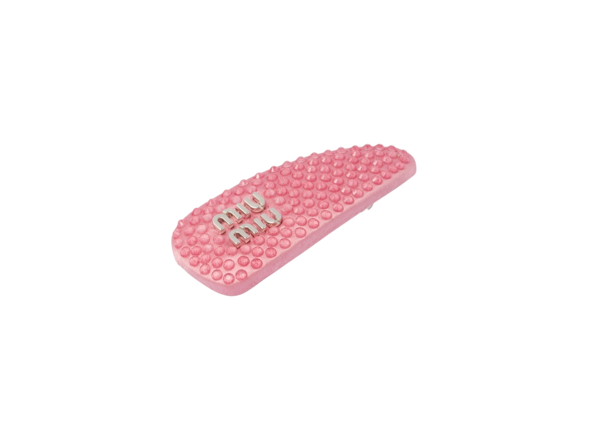 Miu Miu Satin Hair Clip With Artificial Crystals In Silver  display picture 3