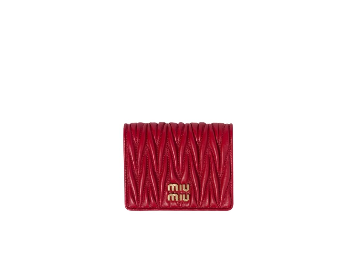 Miu Miu Small Matelassé Nappa Leather Wallet In Leather With