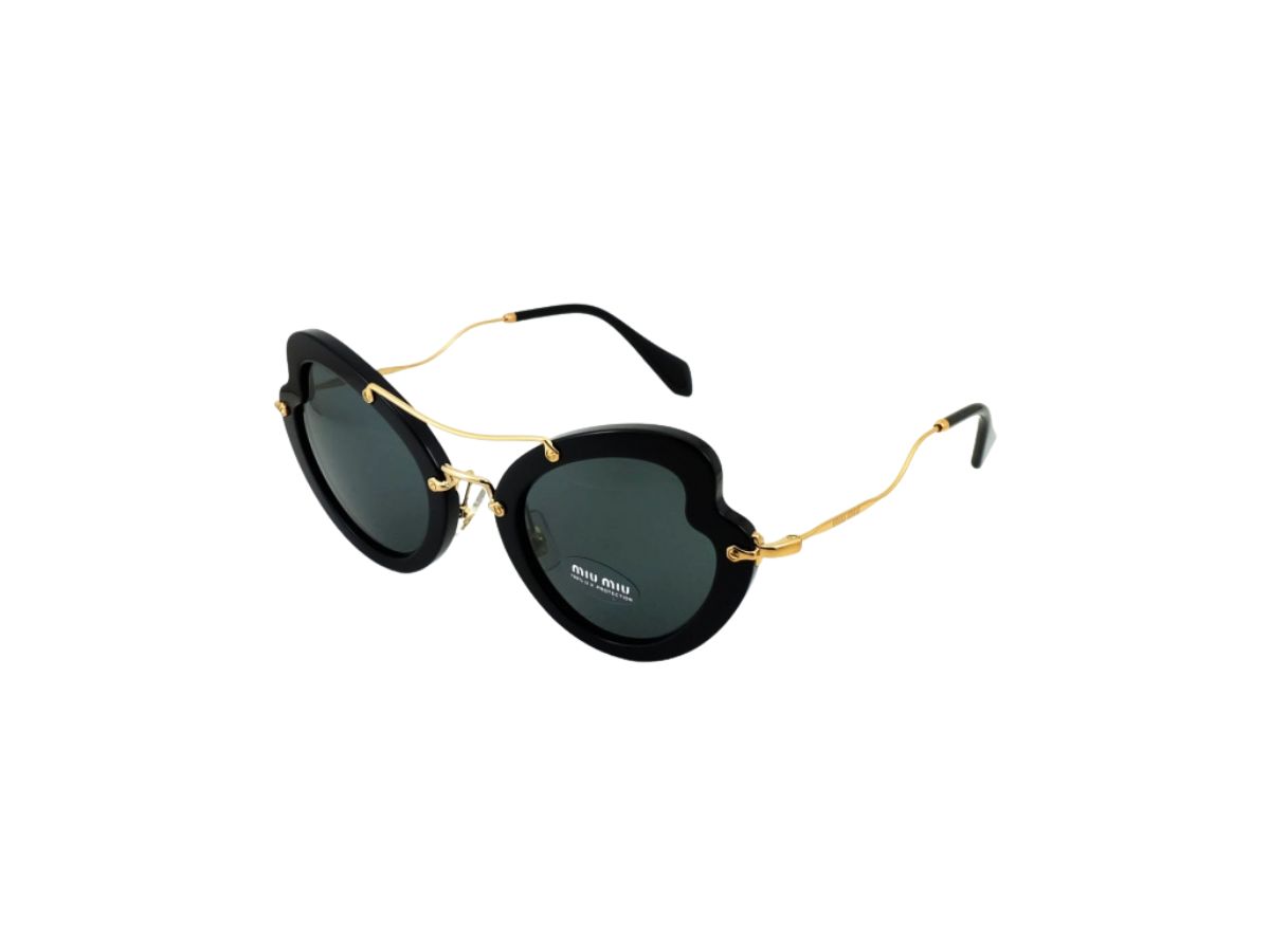 Miu Miu SMU 11R Sunglasses In Black Plastic-Gold Metal Frame  display picture 1
