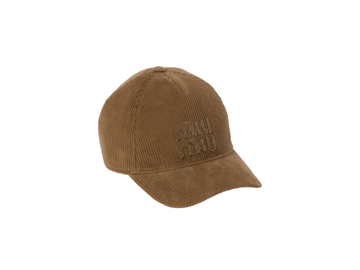 キャップ MiuMiu Miu Miu Cotton Baseball Logo Hat (5HC179 2F81 F0401) Miu Miu Velvet Baseball Cap With Embroidered Lettering Logo