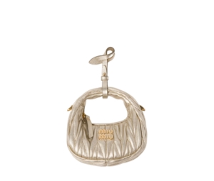 Buy Miu Miu Wander Matelassé Nappa Leather Micro Hobo Bag In Leather With Metal Lettering Logo Pyrite at Sasom – Authentic and Ready to Ship
