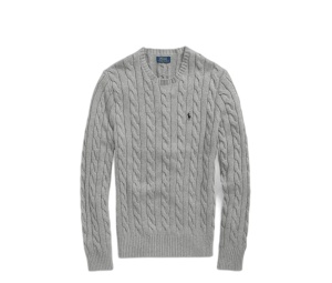 Buy Polo Ralph Lauren Cable-Knit Cotton Sweater Grey at Sasom – Authentic and Ready to Ship