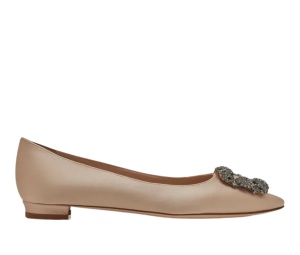 Buy Manolo Blahnik Satin Jewel Buckle Flat Pumps Champagne  (Women's) at Sasom – Authentic and Ready to Ship