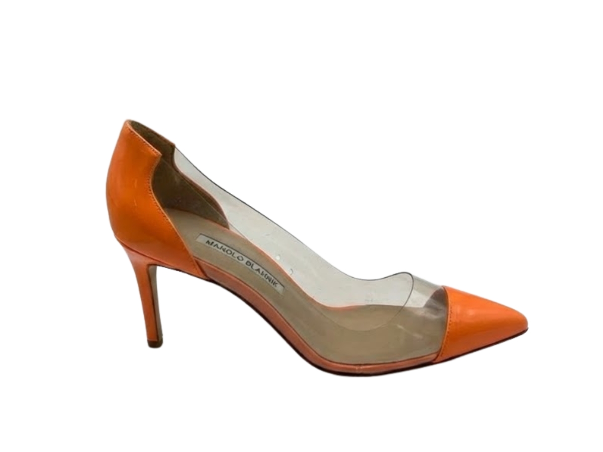 Buy Manolo Blahnik Pacha Patent Cap-Toe Pumps Orange (W) at Sasom – Authentic and Ready to Ship