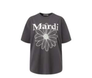 Buy Mardi Mercredi Flowermardi T-shirt Charcoal Ivory at Sasom – Authentic and Ready to Ship