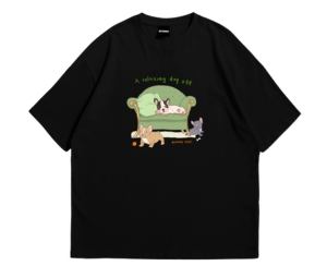 Myyoungs The three puppies Oversized T-Shirt Black
