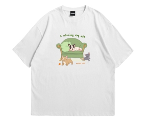 Myyoungs The three puppies Oversized T-Shirt White