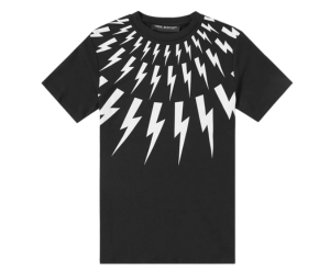 Buy Neil Barrett Lightning Bolt Tee Black White at Sasom – Authentic and Ready to Ship