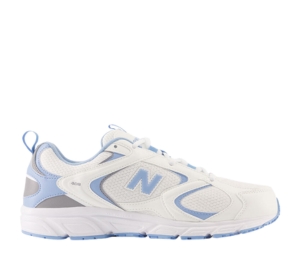 new balance 408 trainers in white and light blue