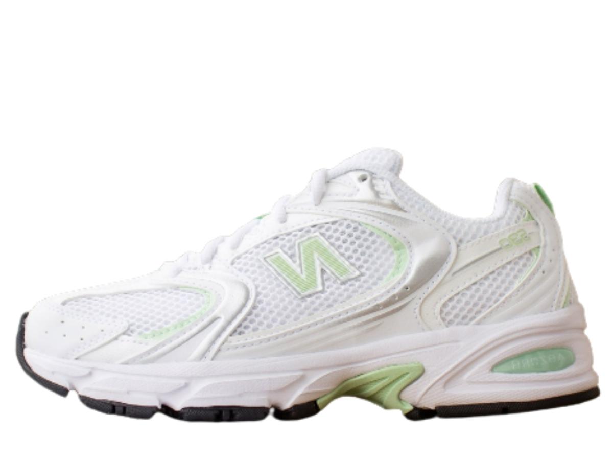 New Balance 530 trainers in white and pastel green - exclusive to
