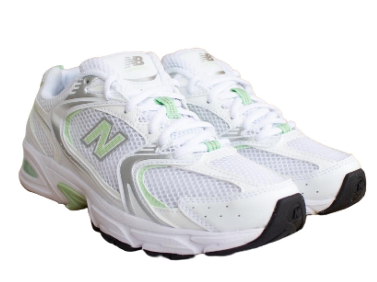 New Balance 530 trainers in white and pastel green - exclusive to