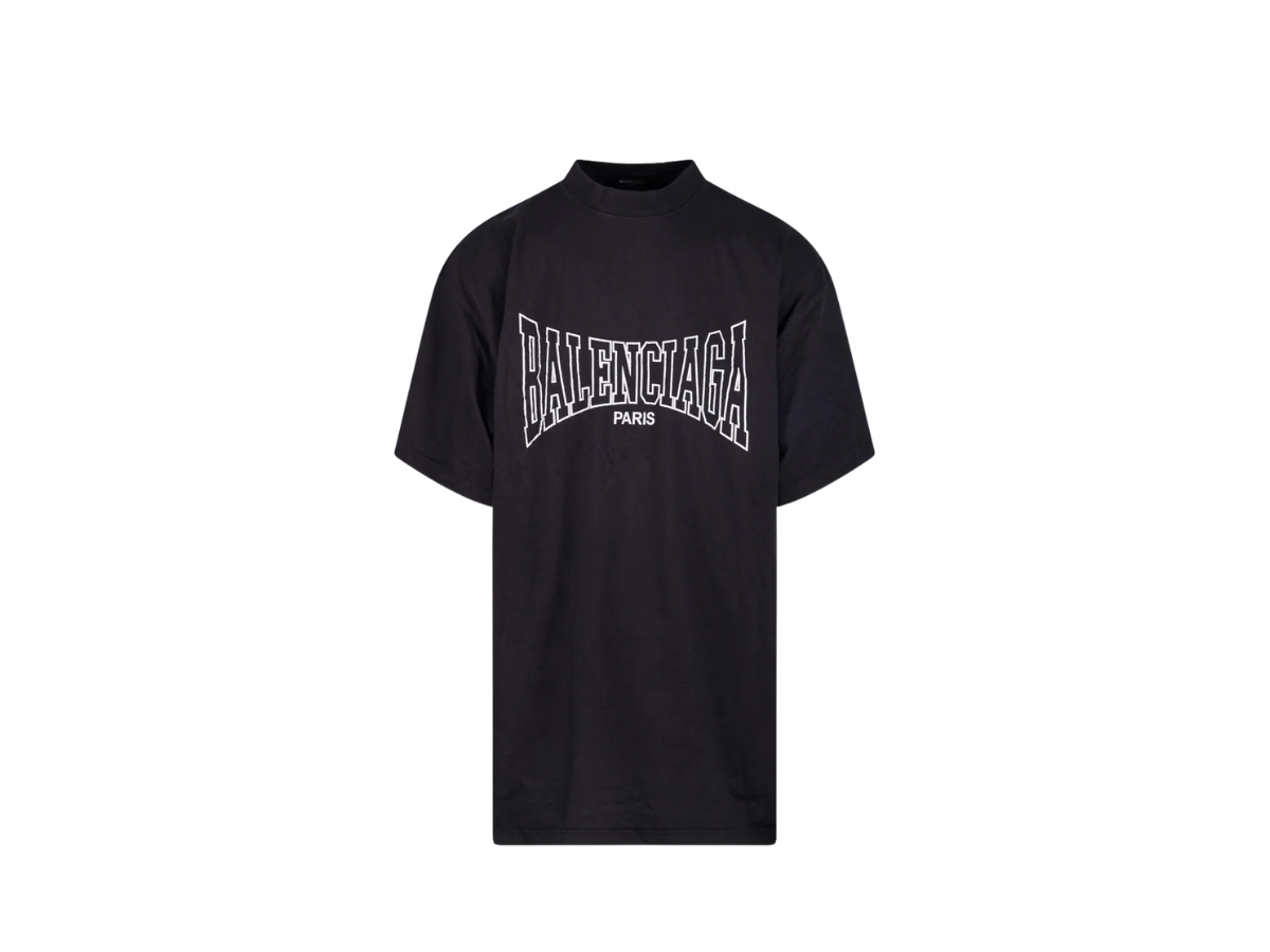 Balenciaga Paris Logo Printed Oversized T-Shirt Black