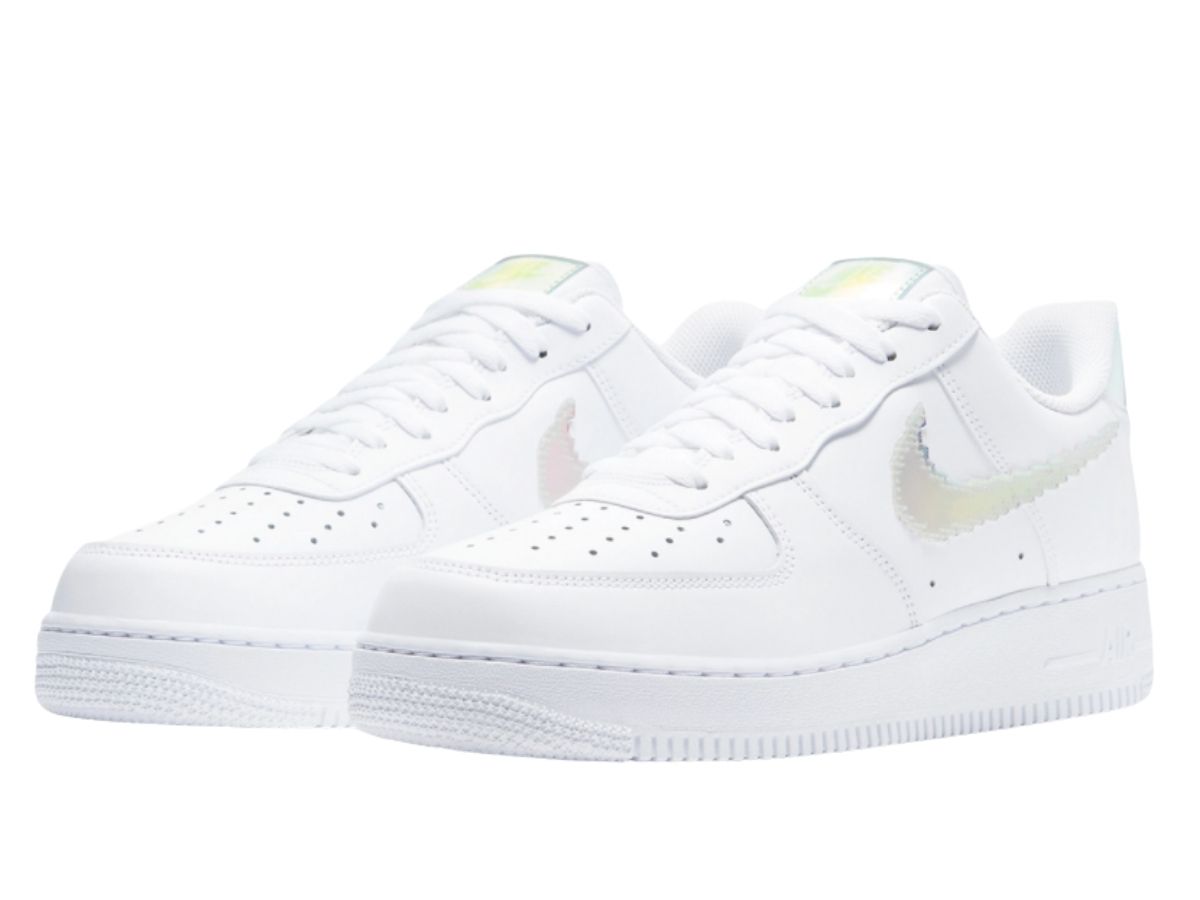 Air force 1 low release with iridescent swooshes best sale