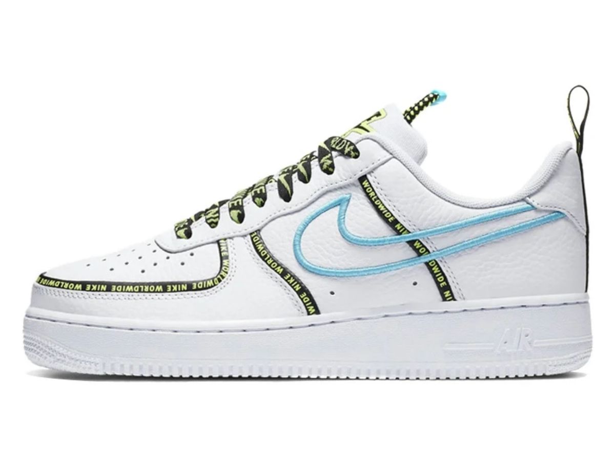 Nike Air Force 1 Low Worldwide White Blue Fury Volt - Size 10.5 Men