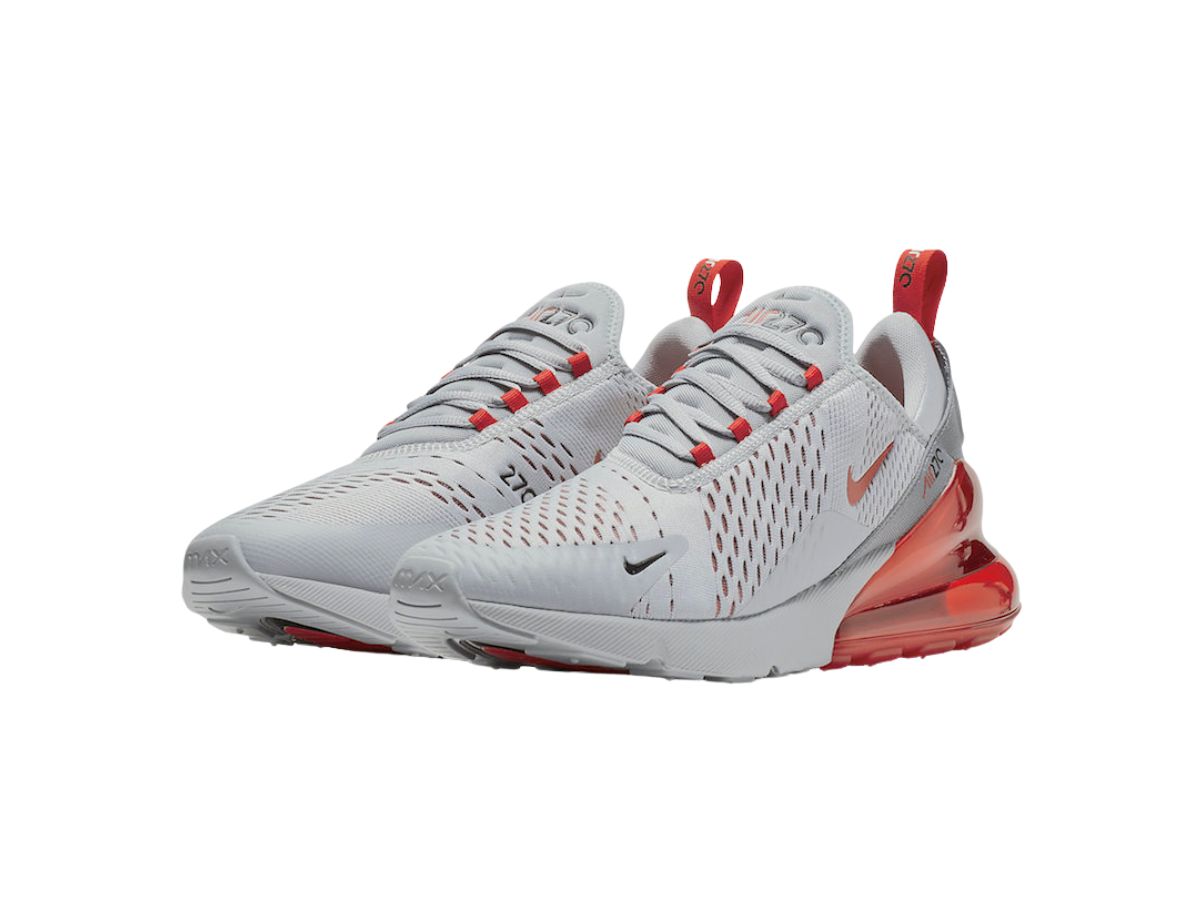 gray and red air max 270