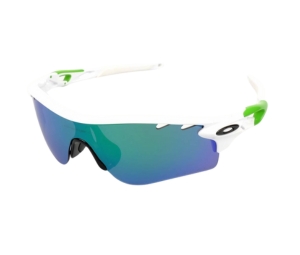 Oakley Radarlock OO9181-35  Sunglasses In White-Green Acetate Frame With Blue Green Gradient Lenses