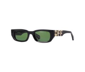 Off-White OERI124 FILLMORE Sunglasses In Shiny Black Frame With Green Light Mirror Lense
