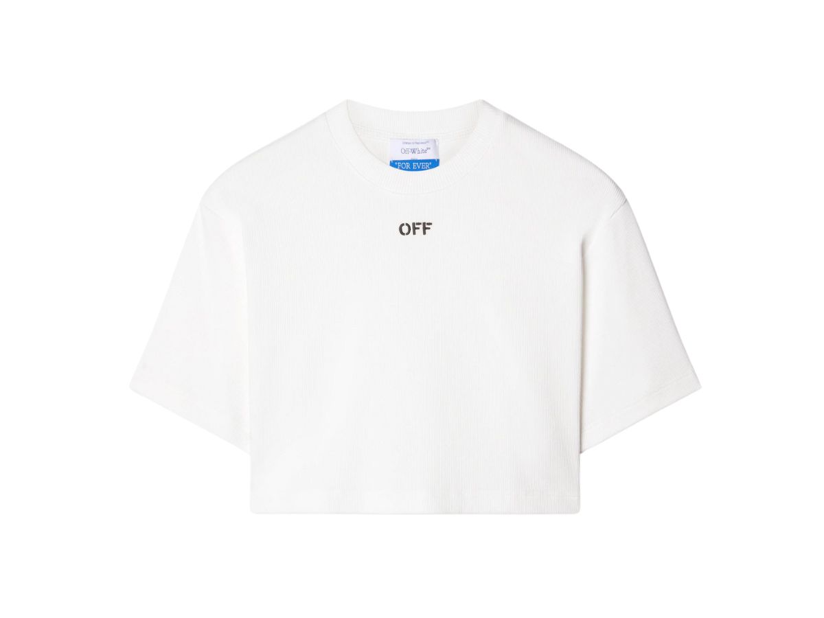 Tシャツ・カットソー Off-White SS25 RIB TEE CROP (OWAA081C99JER004 1001) Tシャツ・カットソー Off-White SS25 RIB TEE CROP