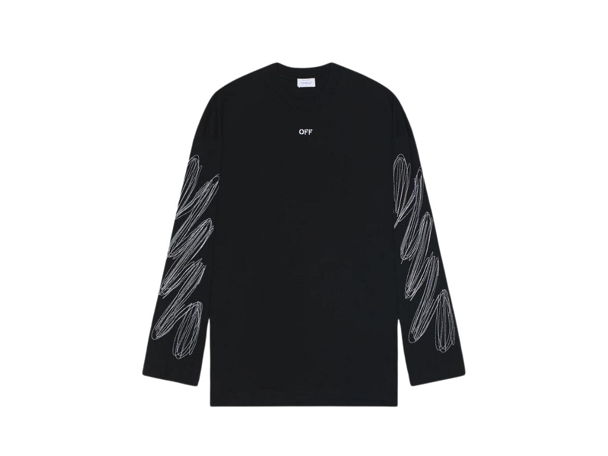 Off-White Scribble Diag Wide Long Sleeve T-Shirt Black