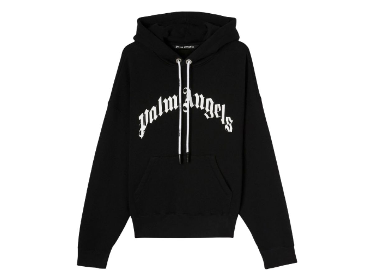 Palm Angels Curved Logo Hoodie Black