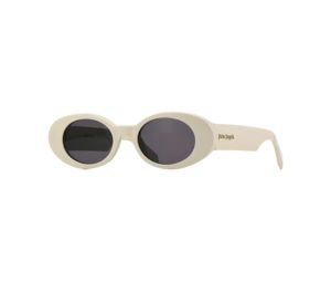 Palm Angels Gilroy Sunglasses In Ivory White Acetate Frame With Gold Logo And Dark Grey Lenses